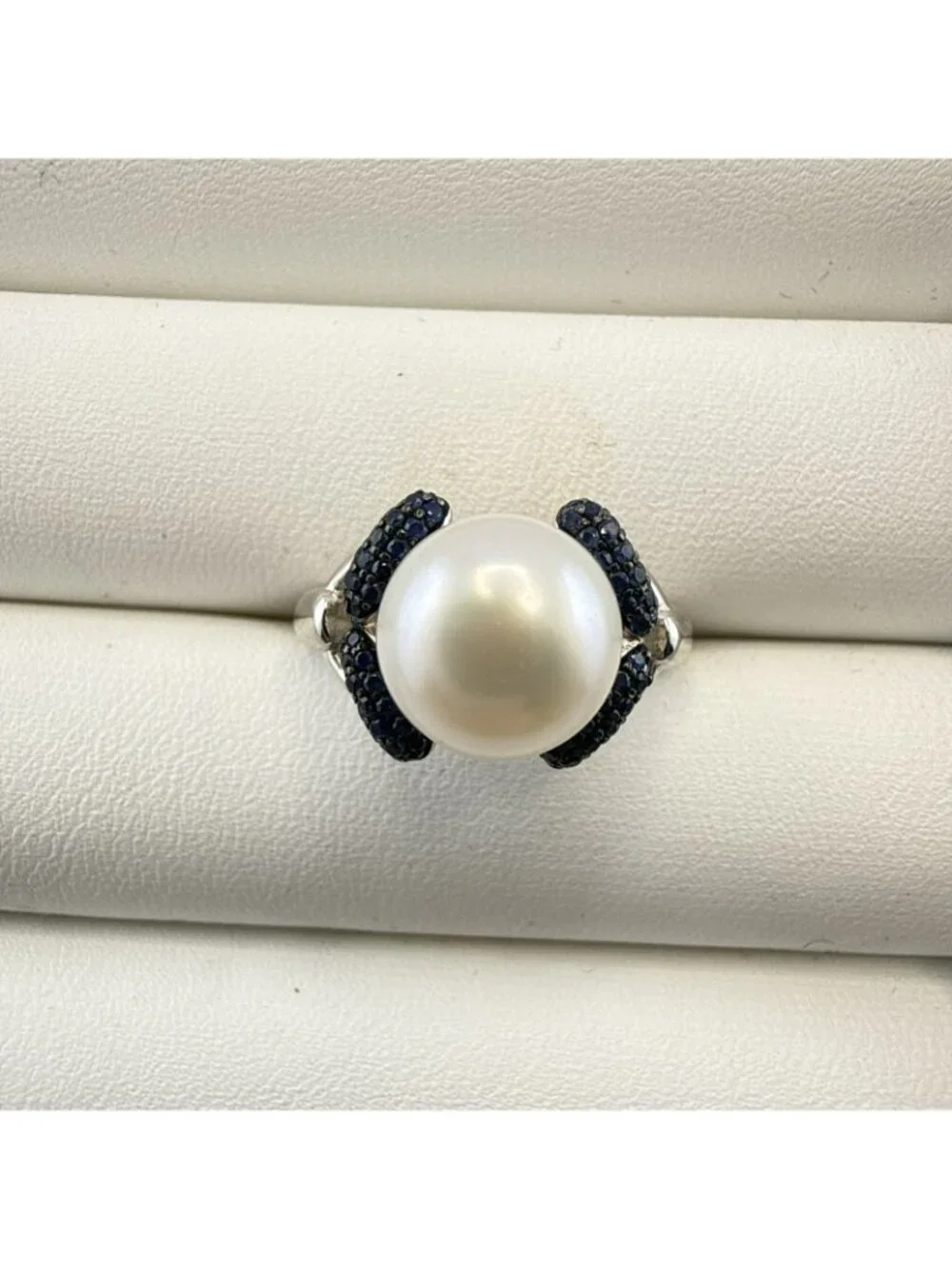 Honora Pearl Ring Sterling Silver 925 Blue White Button size 6 Quiet Luxury
